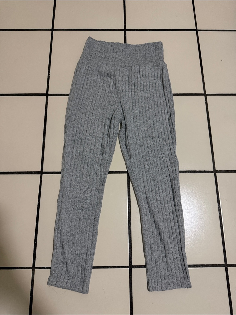 Women Ribbed Knit Leggings - Gray